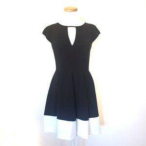Halston Heritage Black Ivory Trim Dress 6